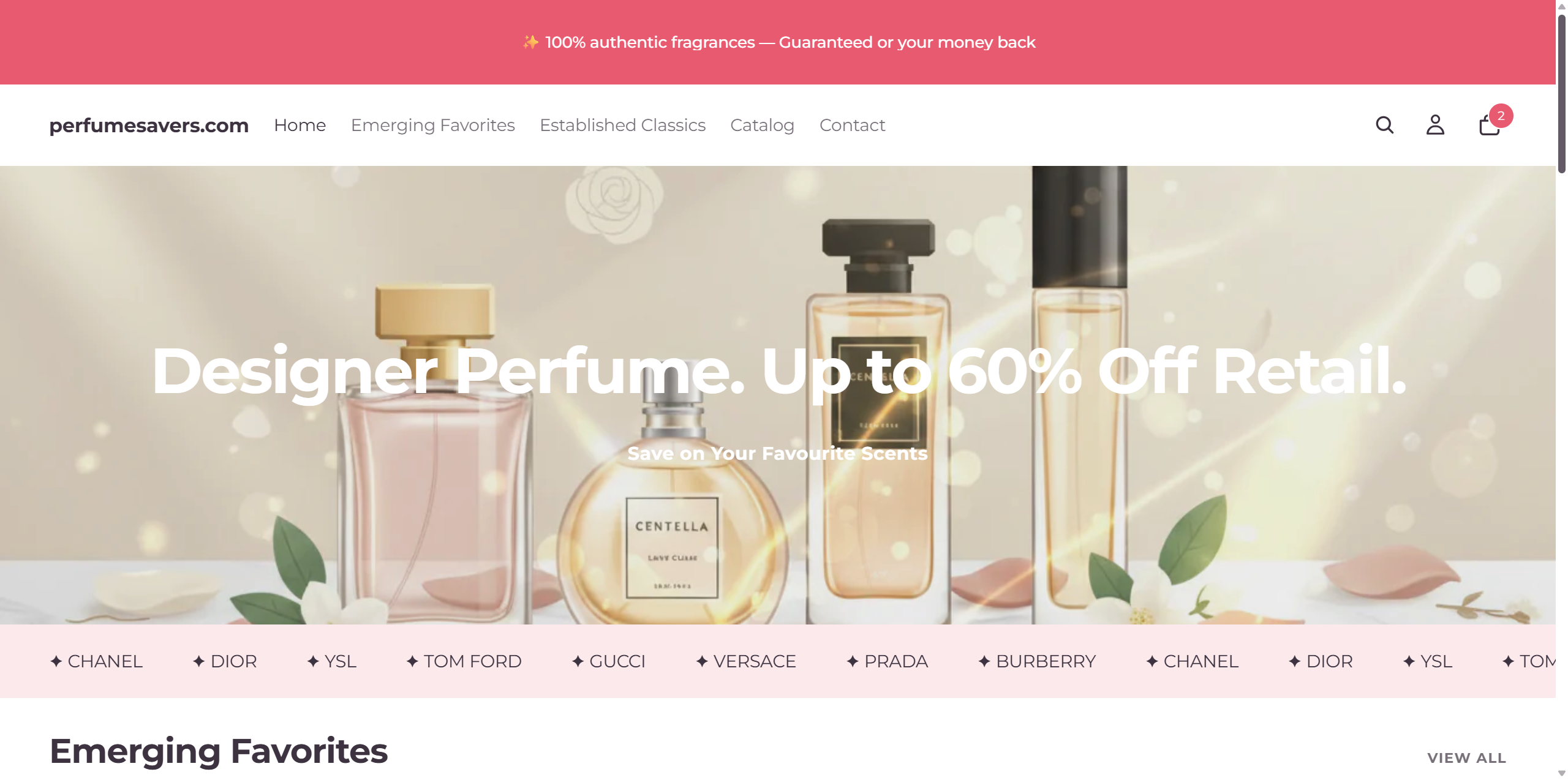 Perfume Savers website screenshot